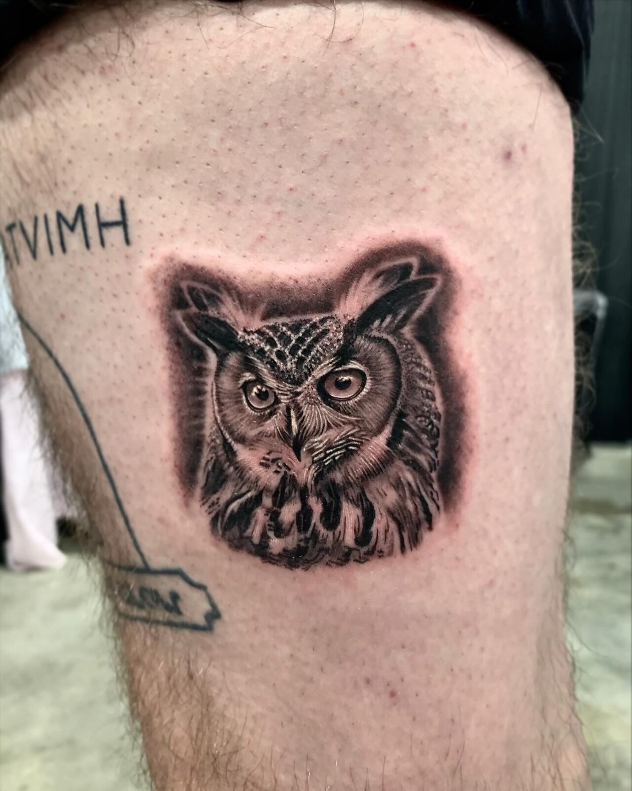 Smooth shaded black and grey tattoo by Carli Hall